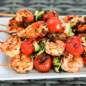 Barbecued Shrimp Skewers perfectly grilled.