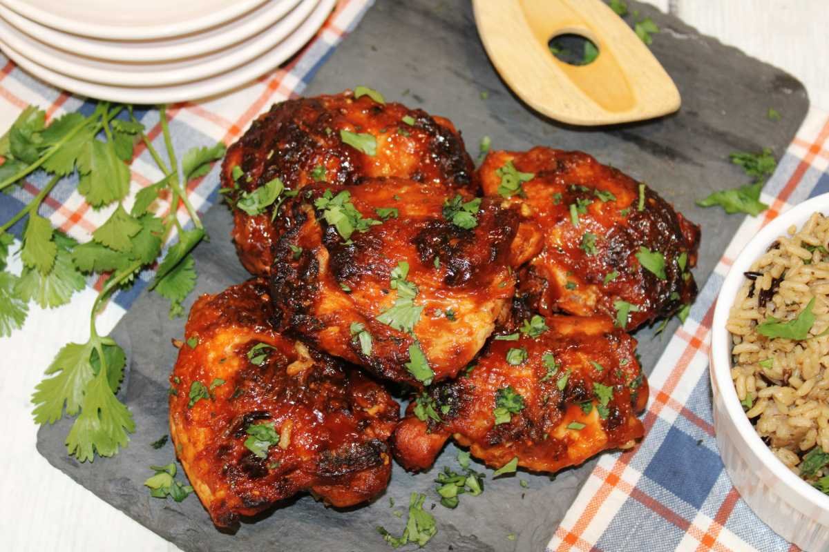 Butter Grilled Chicken Thighs with parsley