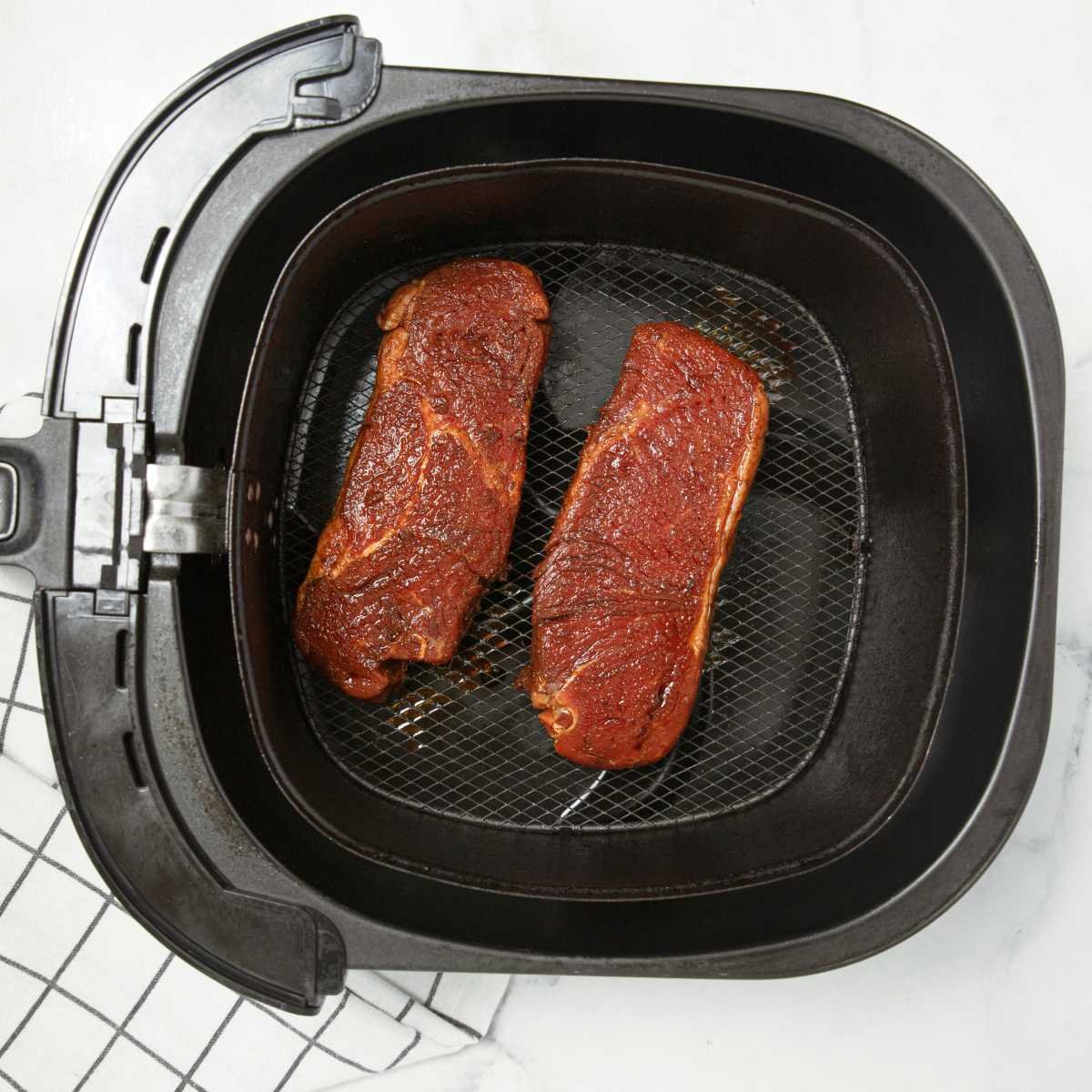 Marinated Sirloin Steak In A Black Air Fryer