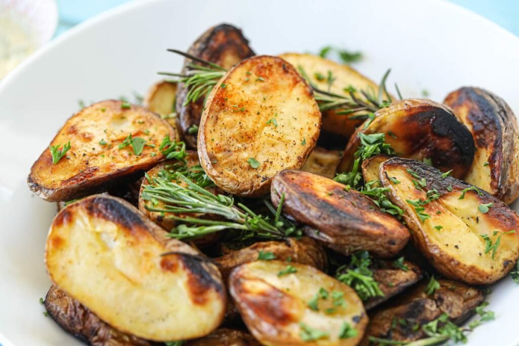 Grilled Rosemary Potatoes close up.